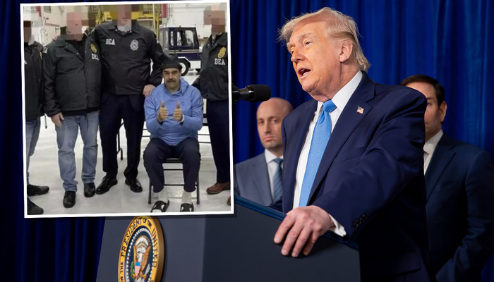 T&uuml;m d&uuml;nya bu operasyonu konuşuyor! Trump'tan "Venezuela'yı biz y&ouml;neteceğiz" &ccedil;ıkışı: Maduro'nun g&ouml;zaltı g&ouml;r&uuml;nt&uuml;leri ortaya &ccedil;ıktı