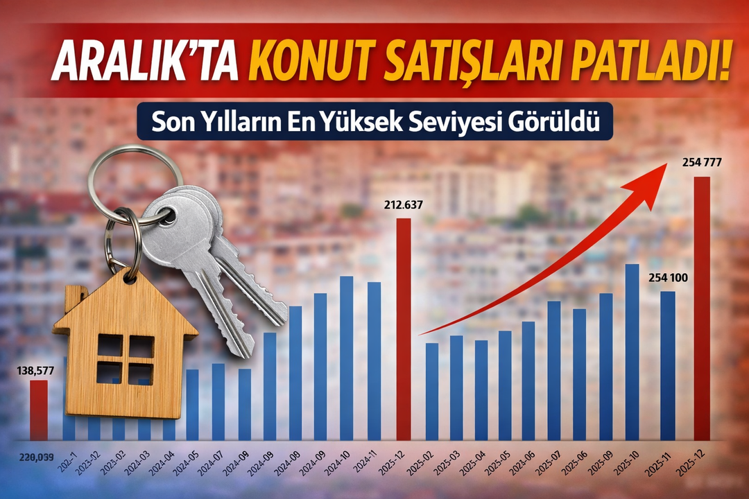 Aralık&rsquo;ta konut satışları patladı: Son yılların en y&uuml;ksek seviyesi g&ouml;r&uuml;ld&uuml;